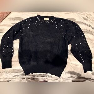 Black Sweater with rhinestone Accents